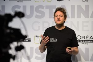 Fry Taylor from The Green Salon Collective on stage at Creative HEAD Magazine's Salon Smart Live 2021